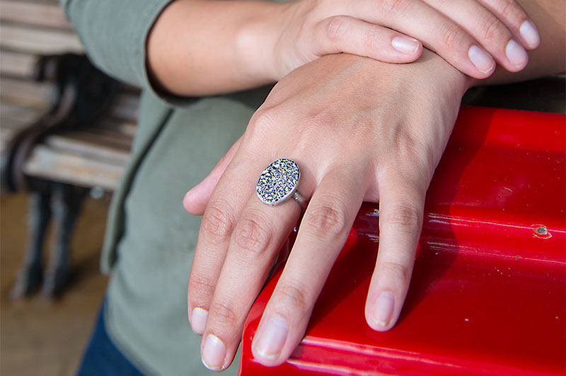 Emily Amey platinum drusy ring.