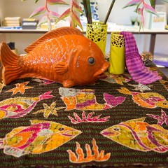 Asian Eye handmade tropical fish textile.