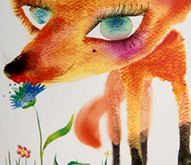 Detail of Masha Dyans' fox illustration